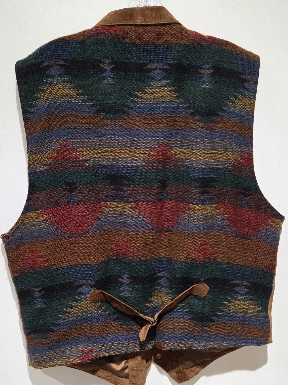 Western Aztec Brown Suede Button-Front Vest